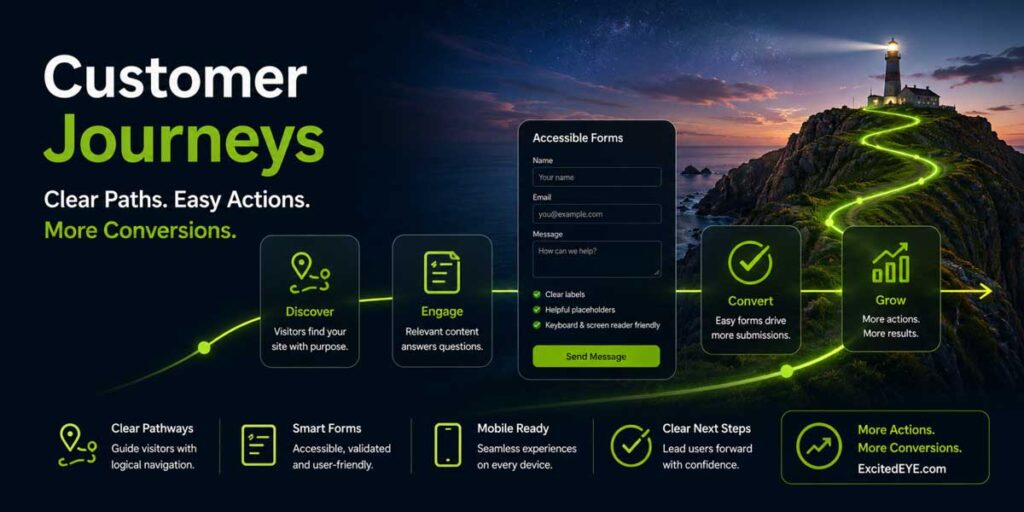 AI Agents and customer journeys on well constructed WordPress website designs.
