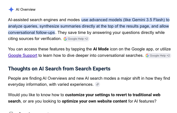 Google Gemini Search Result Overview Screenshot