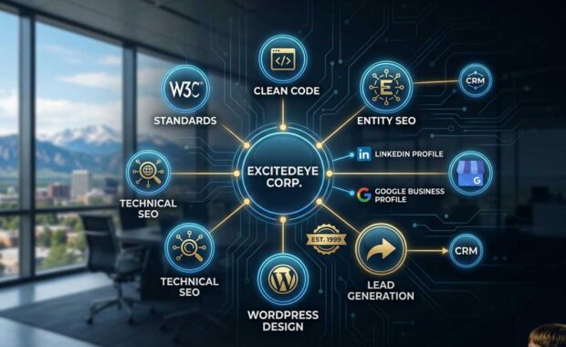 Who is ExcitedEYE - Colorado WordPress SEO Excellence Illustration
