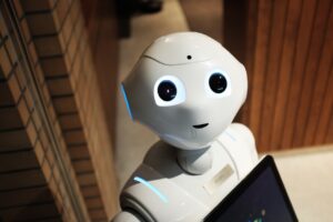 artificial intelligent search engine optimization robot looking up to a user