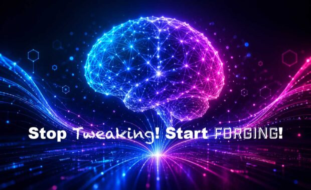 AI Search Stop tweaking, Start forging! Brain image.